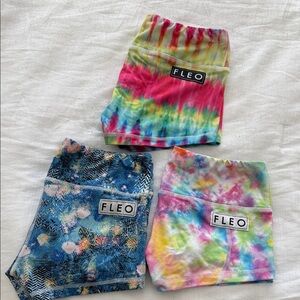 Fleo Women’s Colorful Tie-Dye and Patterned Shorts Trio
